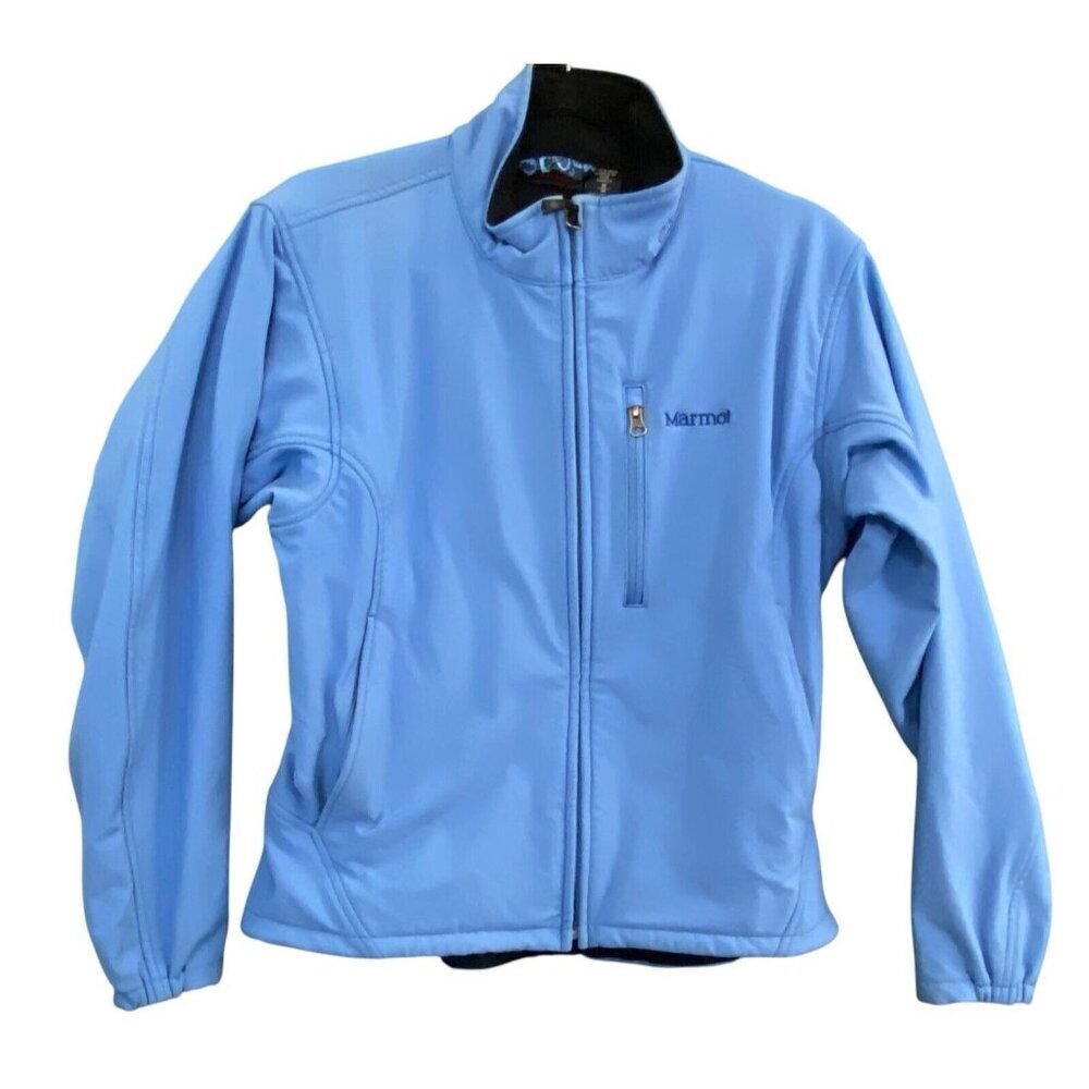MARMOT Women Fleece‎ Lined Jacket Full Zip Mock Neck Sz M Blue Outdoors 80-24